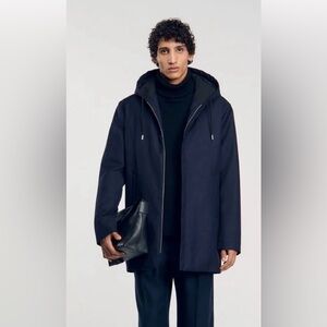 Sandro Navy Hooded Jacket